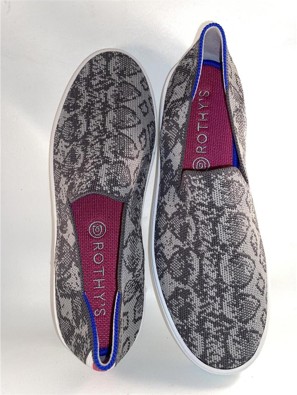Rothy's Sneakers Python Gray Snake Design Shoes Size 8.5 New